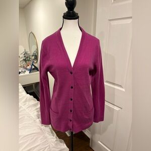 Jones New York Luxe 100% Cashmere Cardigan – Pink Fuchsia – Size M